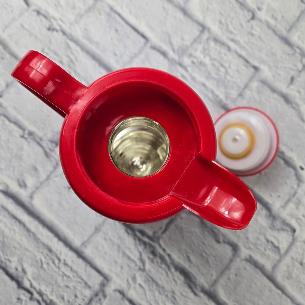 Vintage 1989 Eight O'clock Coffee Red Thermal Carafe Plastic Advertising Logo - Picture 7 of 13
